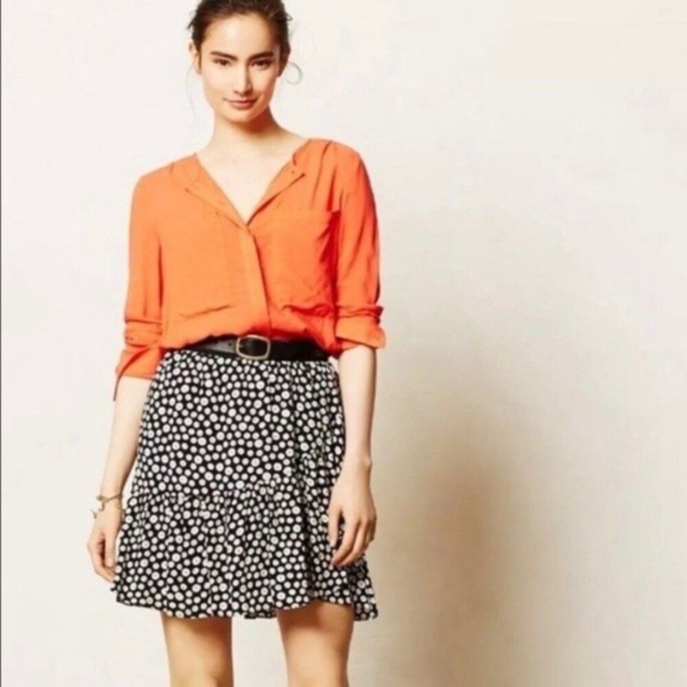 Anthropologie Maeve Paulista Button Print Mini Skirt sz L